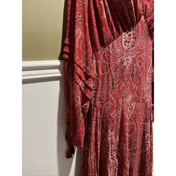 NWOT Free People Mirage Maxi Dress Size 8 MSRP: $198 Brick Red Paisley Boho - Picture 2 of 16